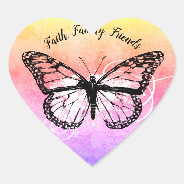 Sticker Cœur Inspiration papillon Rainbow Faith Friends (Devant)