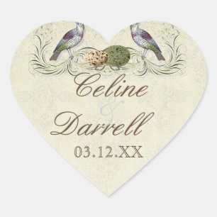 Sticker Cœur Invitation des ailes de l'amour - Mariage petit Ét