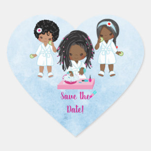Sticker Cœur Invitation du parti Spa afro-américain