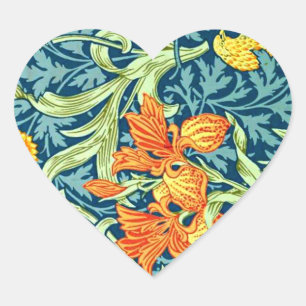 Sticker Cœur Iris, un motif de William Morris,