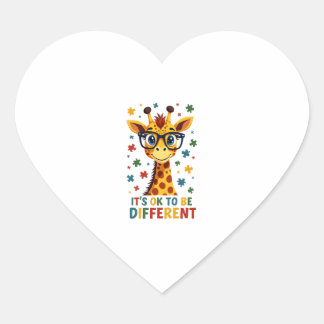 Sticker Cœur It's Ok To Be Different Giraffe Autism Awareness B