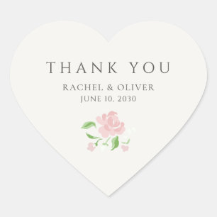 Sticker Cœur Ivoire   Chic Remerciement Mariage Rose Blush