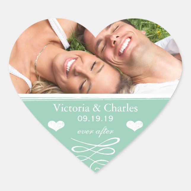 Sticker Cœur Jade Chalkboard Wedding Save the Date Seal (Devant)