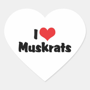 Sticker Cœur J'adore les rats musqués du cœur