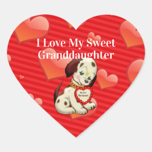 Sticker Cœur J'adore ma douce petite-fille,