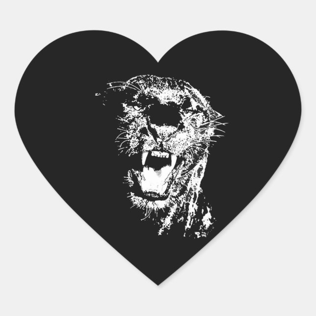 Sticker Cœur Jaguar - Panthère noire (Devant)
