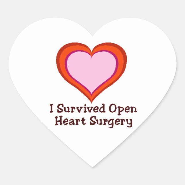 Sticker Cœur J'ai survécu à la chirurgie cardiaque ouverte (Devant)