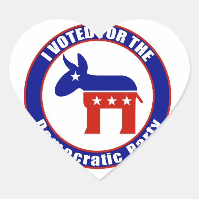 Sticker Cœur J'Ai Voté Pour Le Parti Démocratique (Devant)