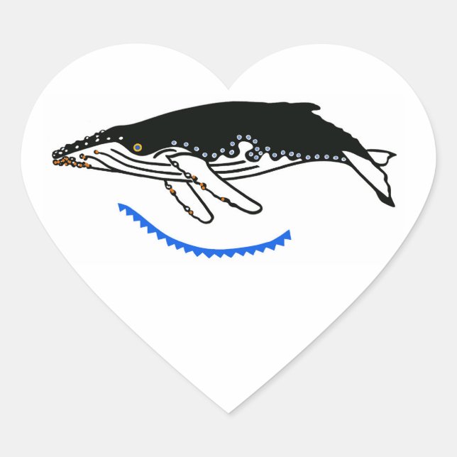 Sticker Cœur J'aime BALEINES À BALEINE - Marine - Bleu Océan (Devant)