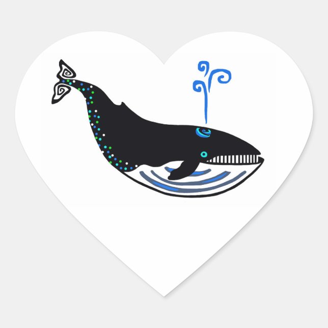 Sticker Cœur J'aime Bleu BALEINE - Amoureux des animaux - Faune (Devant)