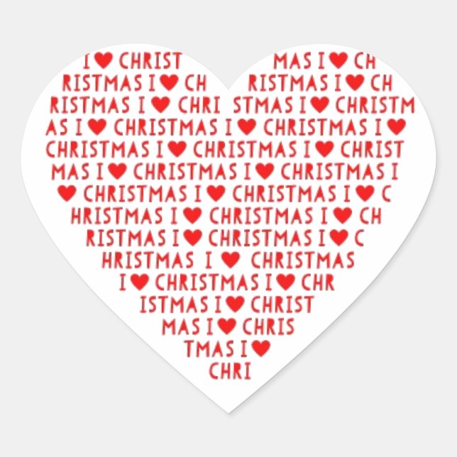 Sticker Cœur J'aime Coeur Rouge Forme Noël Christ Vacances (Devant)