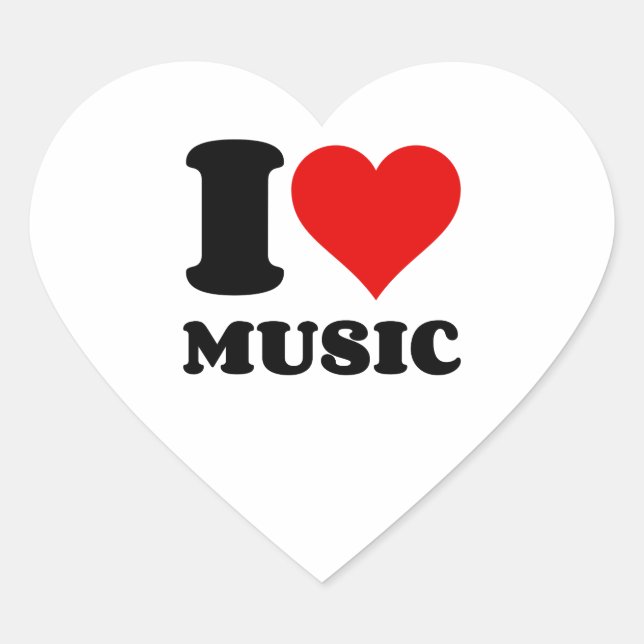 Sticker Cœur J'aime la musique (Devant)