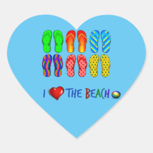Sticker Cœur J'aime la plage