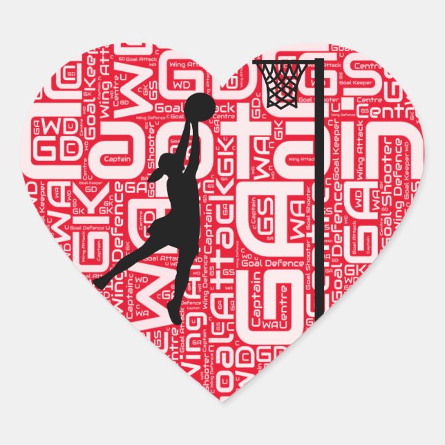 Sticker Cœur J'aime le design de Netball (Devant)