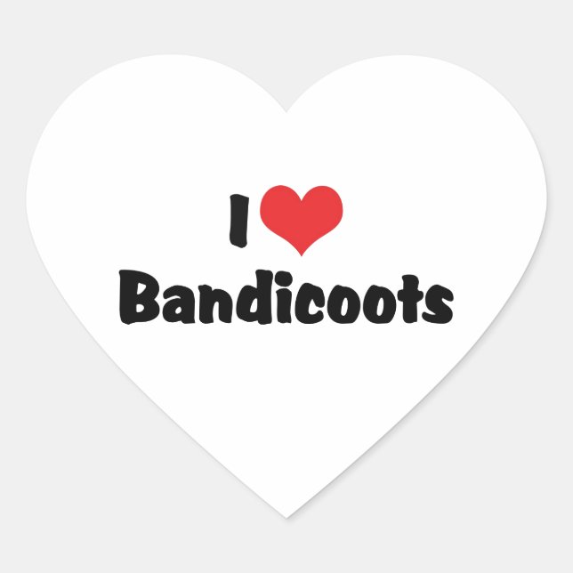 Sticker Cœur J'aime les bandicoots du coeur (Devant)