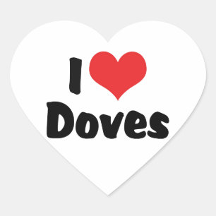 Sticker Cœur J'aime les colombes à coeur - Amoureux des oiseaux