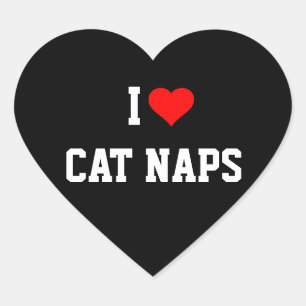 STICKER CŒUR J'AIME LES NAPS CAT