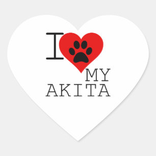 Sticker Cœur J'aime mon Akita