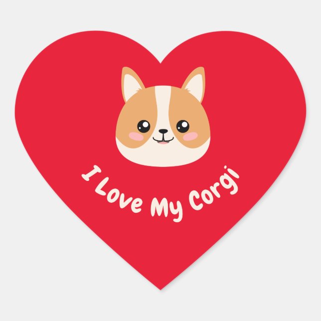 Sticker Cœur J'aime mon Corgi (Devant)