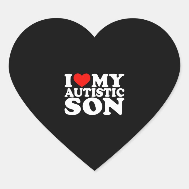 Sticker Cœur J'aime mon fils autiste Je coeur mon fils autiste (Devant)