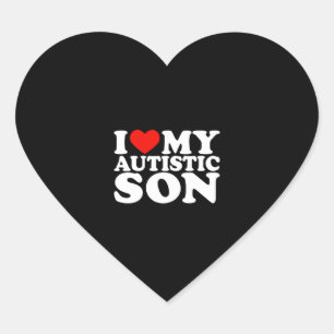 Sticker Cœur J'aime mon fils autiste Je coeur mon fils autiste