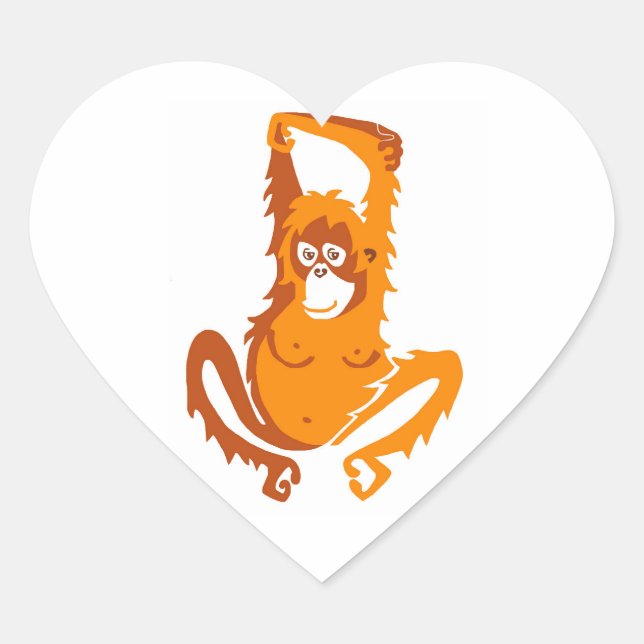 Sticker Cœur J'aime ORANGUTANS - Faune - Ape - Primate - (Devant)