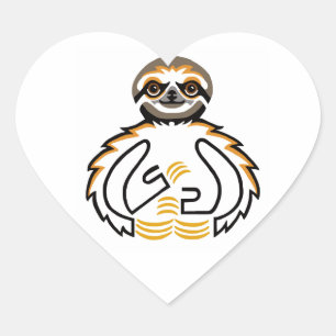 Sticker Cœur J'aime SLOTHS - Faune - Nature - Écologie
