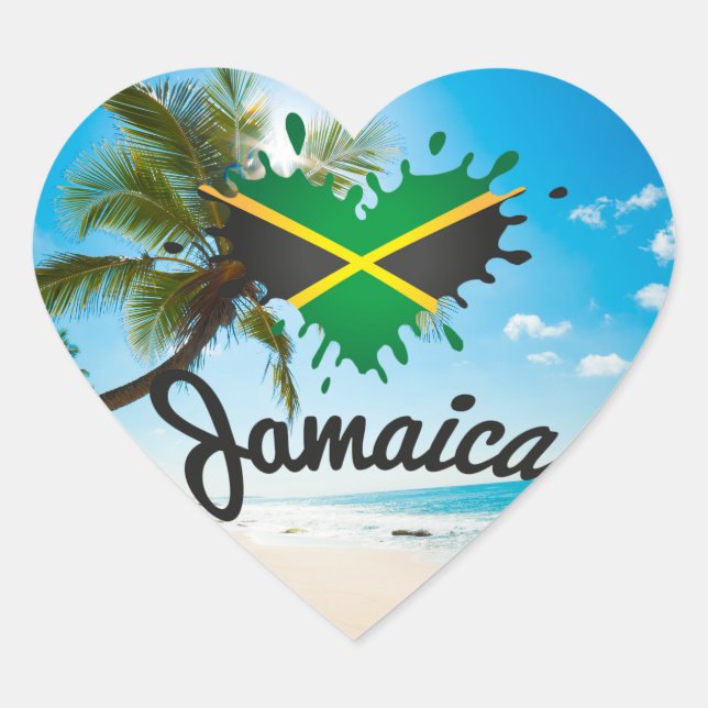 Sticker Cœur Jamaica Island Love - Proud Jamaicans - autocollan (Devant)