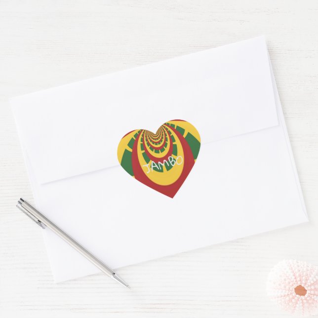 Sticker Cœur Jamaïque Love Jambo Hakuna Matata (Enveloppe)