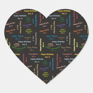 Sticker Cœur Janvier 6 Anniversaire
