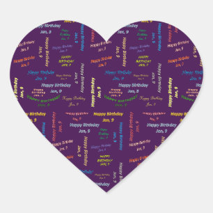Sticker Cœur Janvier 9 Anniversaire