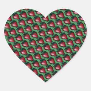 Sticker Cœur Jardin aux fraises mûres rouge