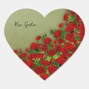 Sticker Cœur Jardin de roses rouges Champ Floral vibrant