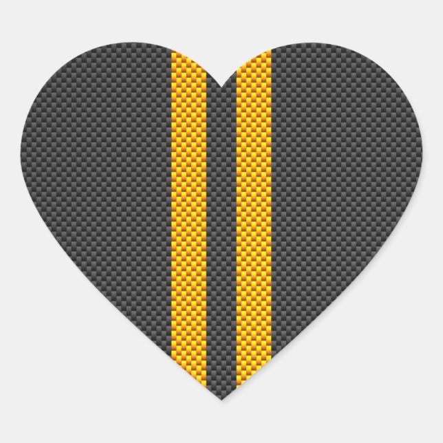 Sticker Cœur Jaune Tirages de course Carbone Fiber Style (Devant)