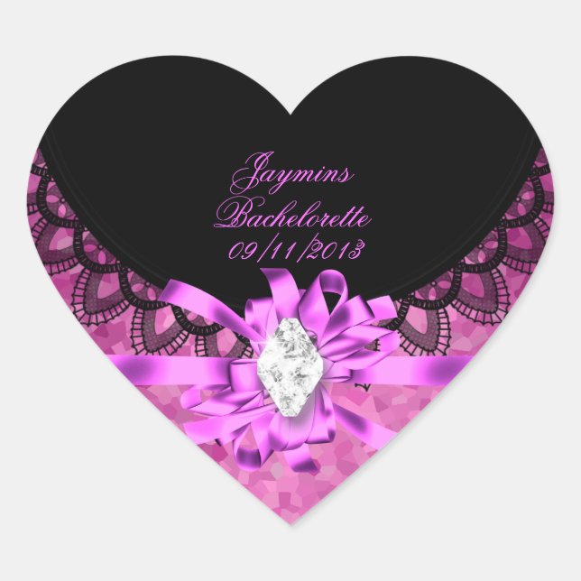 Sticker Cœur Jaymins Bachelorette Rose noir dentelle (Devant)