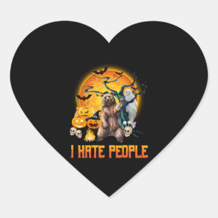 Sticker Cœur Je hais les gens halloween t-shirt cauchemar