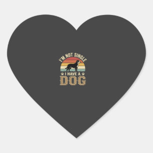 Sticker Cœur Je ne suis pas célibataire amateur de chien vintag