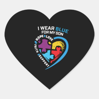 Sticker Cœur Je porte le bleu pour mon fils