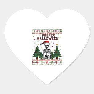 Sticker Cœur Je préfère Halloween squelette Noël sale crâne S