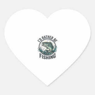 Sticker Cœur Je préférerais être à la pêche T-Shirt vintage pou