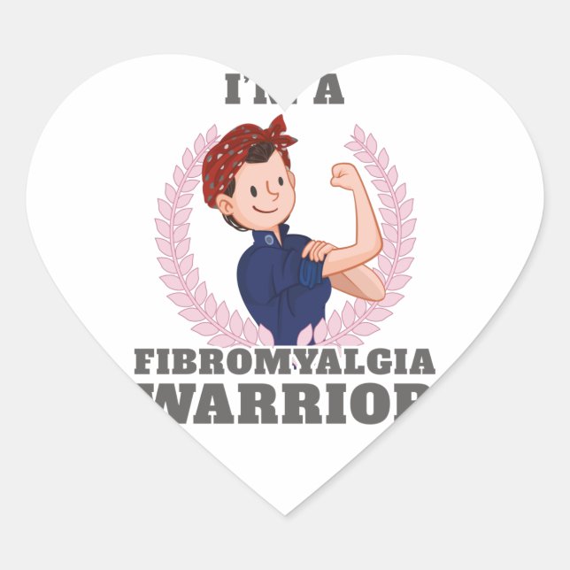 Sticker Cœur Je suis un guerrier Fibromyalgia FM cadeau de sens (Devant)