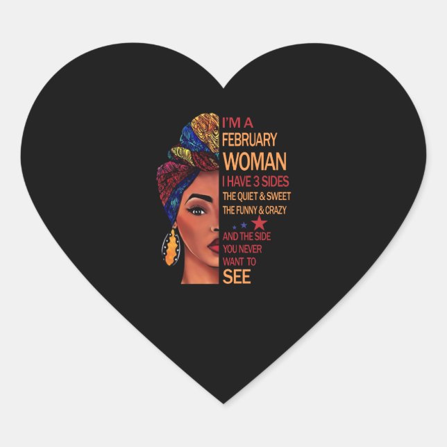 Sticker Cœur Je suis une femme de février (Devant)