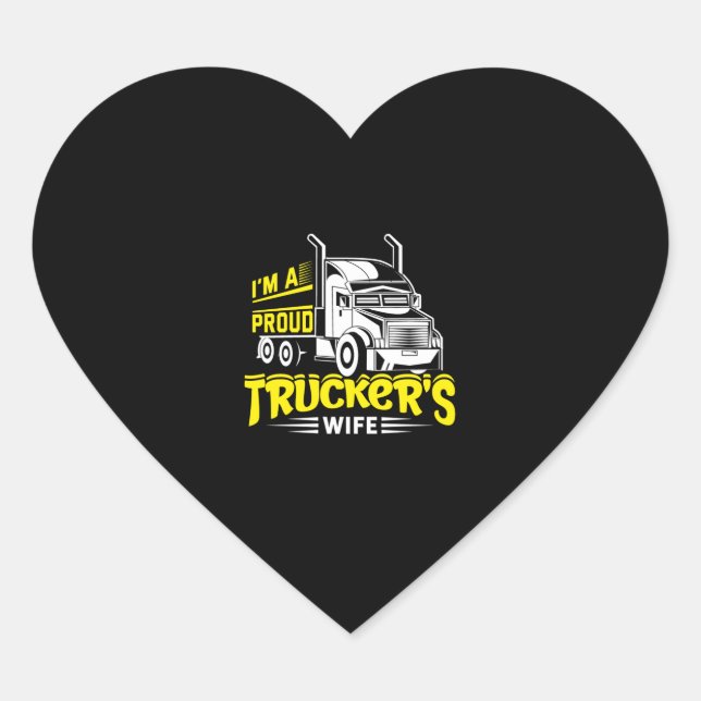 Sticker Cœur Je suis une fière épouse de camionneurs (Devant)