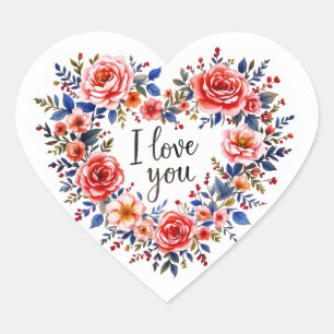 Sticker Cœur Je t'aime, conception colorée,
