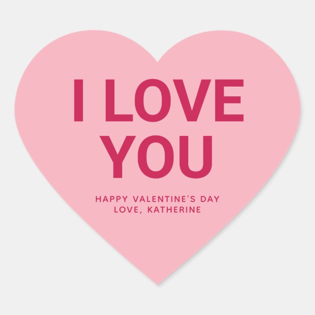 Sticker Cœur Je t'aime conversation de Saint Valentin rose mign (Devant)