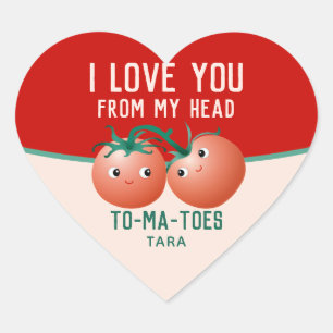 Sticker Cœur Je t'aime de la tête aux pieds tomate