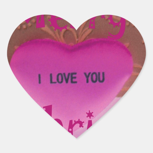 Sticker Cœur Je t'aime Joyeux Coeur de Noël (Devant)