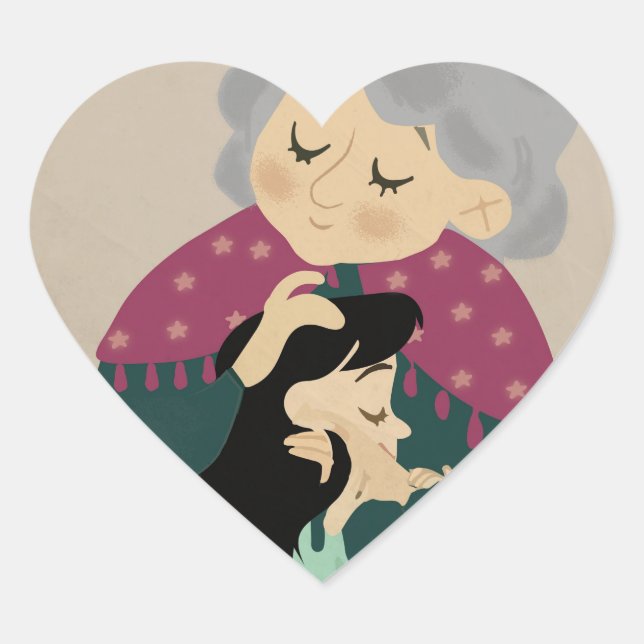 Sticker Cœur Je t'aime ma grand-mère (Devant)