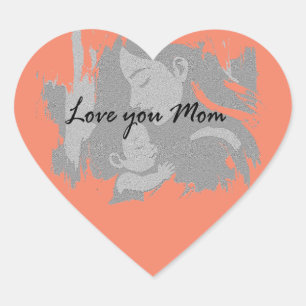 Sticker Cœur Je t'aime maman