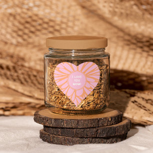 Sticker Cœur Je t'aime maman floral éclat pastel orange rose